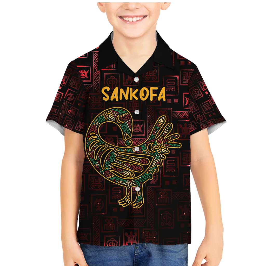 Africa Adinkra Symbol Family Matching Mermaid Dress and Hawaiian Shirt Sankofa Bird - Cosmic Red LT7 - Wonder Print Shop