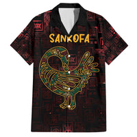 Africa Adinkra Symbol Family Matching Off The Shoulder Long Sleeve Dress and Hawaiian Shirt Sankofa Bird - Cosmic Red - Wonder Print Shop
