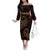 Africa Adinkra Symbol Family Matching Off The Shoulder Long Sleeve Dress and Hawaiian Shirt Sankofa Bird - Cosmic Red - Wonder Print Shop