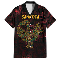 Africa Adinkra Symbol Family Matching Short Sleeve Bodycon Dress and Hawaiian Shirt Sankofa Bird - Cosmic Red - Wonder Print Shop