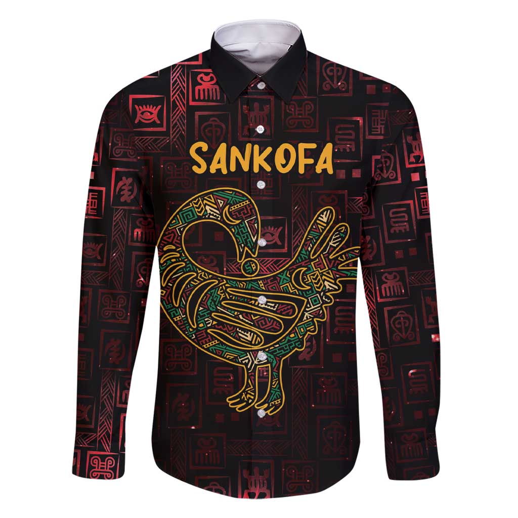 Africa Adinkra Symbol Family Matching Short Sleeve Bodycon Dress and Hawaiian Shirt Sankofa Bird - Cosmic Red - Wonder Print Shop