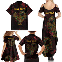 Africa Adinkra Symbol Family Matching Summer Maxi Dress and Hawaiian Shirt Sankofa Bird - Cosmic Red - Wonder Print Shop