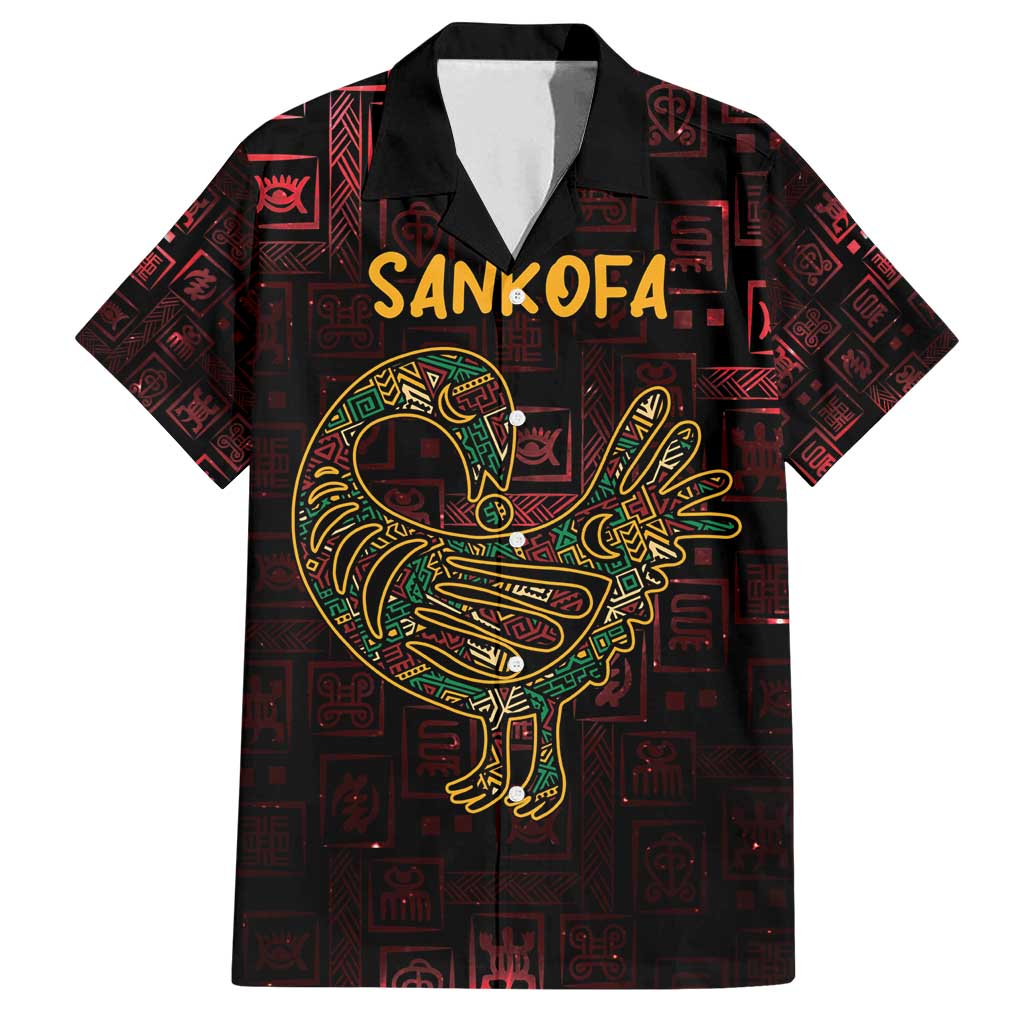 Africa Adinkra Symbol Family Matching Summer Maxi Dress and Hawaiian Shirt Sankofa Bird - Cosmic Red - Wonder Print Shop