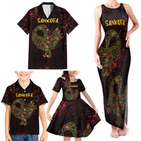 Africa Adinkra Symbol Family Matching Tank Maxi Dress and Hawaiian Shirt Sankofa Bird - Cosmic Red - Wonder Print Shop