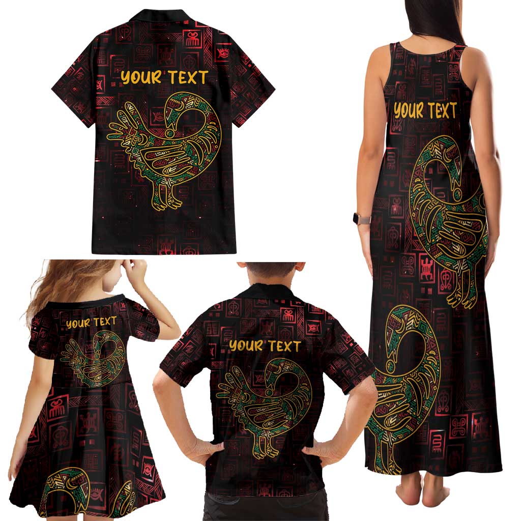 Africa Adinkra Symbol Family Matching Tank Maxi Dress and Hawaiian Shirt Sankofa Bird - Cosmic Red - Wonder Print Shop