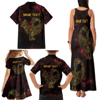 Africa Adinkra Symbol Family Matching Tank Maxi Dress and Hawaiian Shirt Sankofa Bird - Cosmic Red - Wonder Print Shop