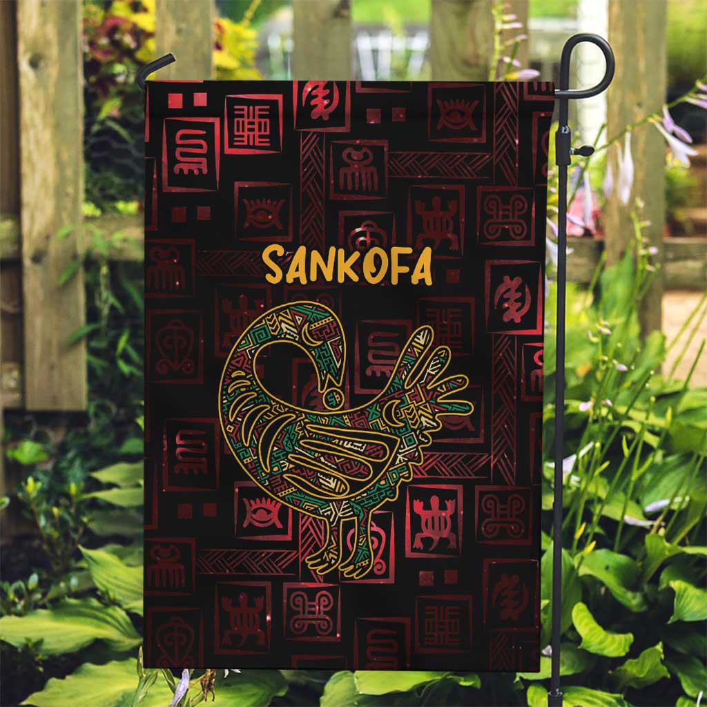 Africa Adinkra Symbol Garden Flag Sankofa Bird - Cosmic Red - Wonder Print Shop