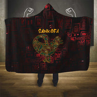 Africa Adinkra Symbol Hooded Blanket Sankofa Bird - Cosmic Red