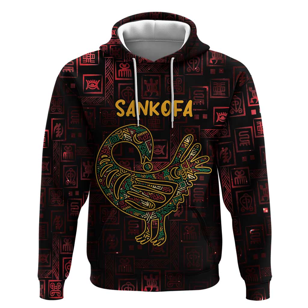 Africa Adinkra Symbol Hoodie Sankofa Bird - Cosmic Red - Wonder Print Shop
