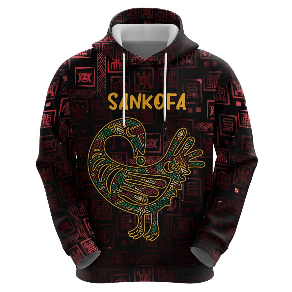 Africa Adinkra Symbol Hoodie Sankofa Bird - Cosmic Red - Wonder Print Shop