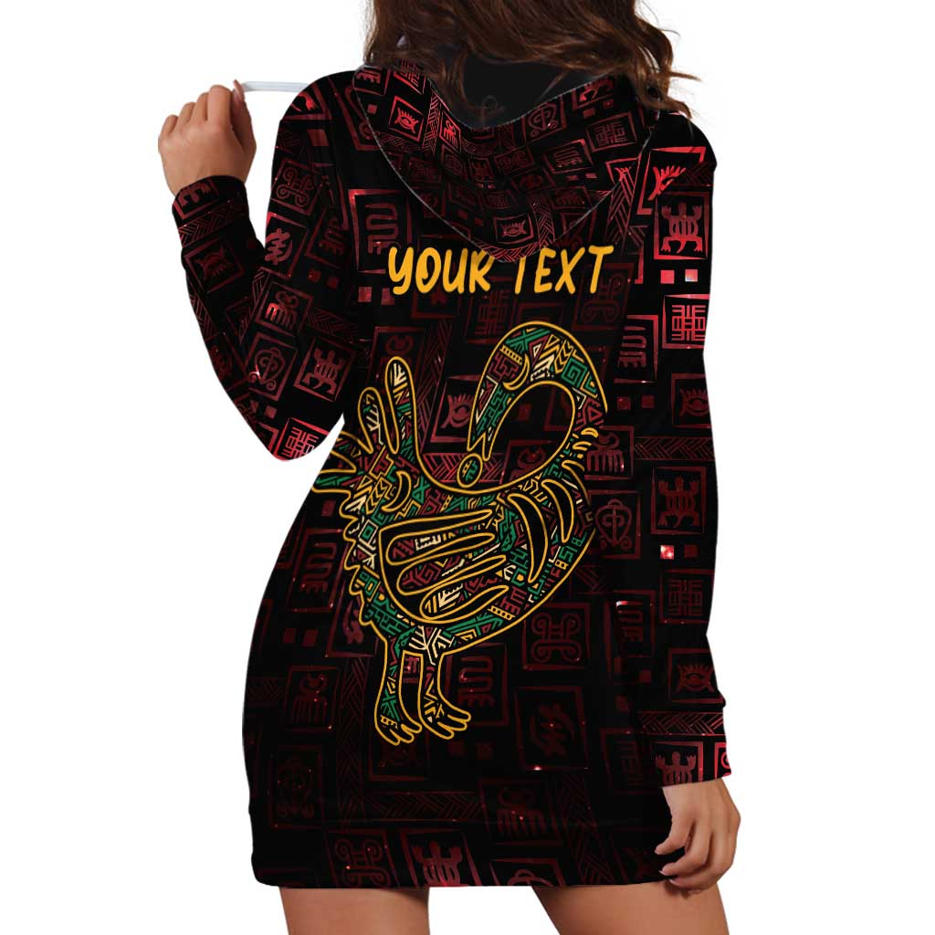 Africa Adinkra Symbol Hoodie Dress Sankofa Bird - Cosmic Red - Wonder Print Shop