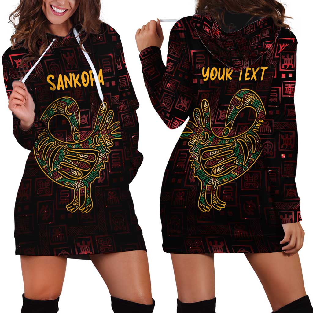 Africa Adinkra Symbol Hoodie Dress Sankofa Bird - Cosmic Red - Wonder Print Shop