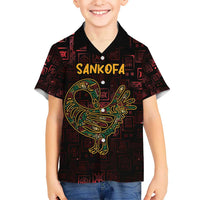 Africa Adinkra Symbol Kid Hawaiian Shirt Sankofa Bird - Cosmic Red - Wonder Print Shop