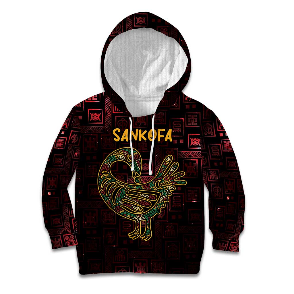 Africa Adinkra Symbol Kid Hoodie Sankofa Bird - Cosmic Red - Wonder Print Shop