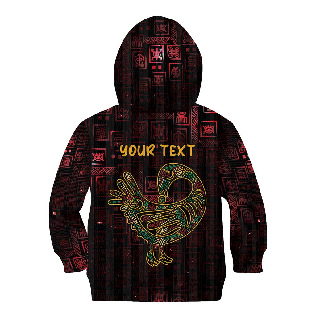 Africa Adinkra Symbol Kid Hoodie Sankofa Bird - Cosmic Red - Wonder Print Shop