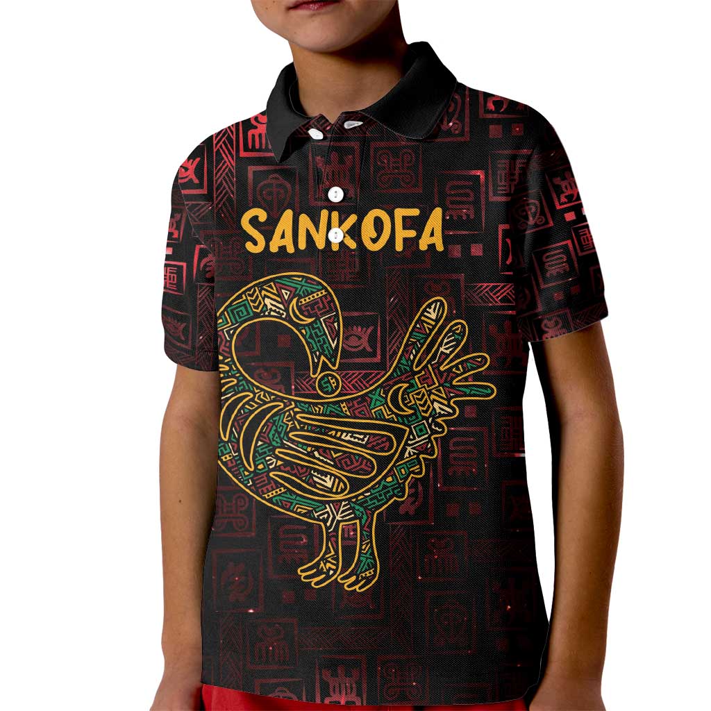 Africa Adinkra Symbol Kid Polo Shirt Sankofa Bird - Cosmic Red - Wonder Print Shop