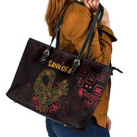 Africa Adinkra Symbol Leather Tote Bag Sankofa Bird - Cosmic Red - Wonder Print Shop