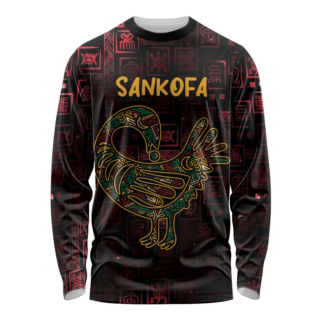 Africa Adinkra Symbol Long Sleeve Shirt Sankofa Bird - Cosmic Red - Wonder Print Shop