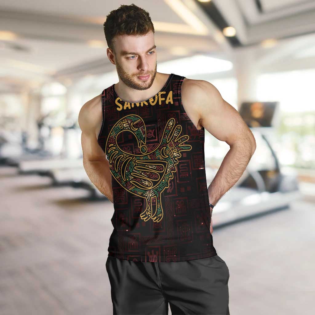 Africa Adinkra Symbol Men Tank Top Sankofa Bird - Cosmic Red - Wonder Print Shop
