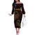 Africa Adinkra Symbol Off The Shoulder Long Sleeve Dress Sankofa Bird - Cosmic Red - Wonder Print Shop