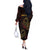 Africa Adinkra Symbol Off The Shoulder Long Sleeve Dress Sankofa Bird - Cosmic Red - Wonder Print Shop