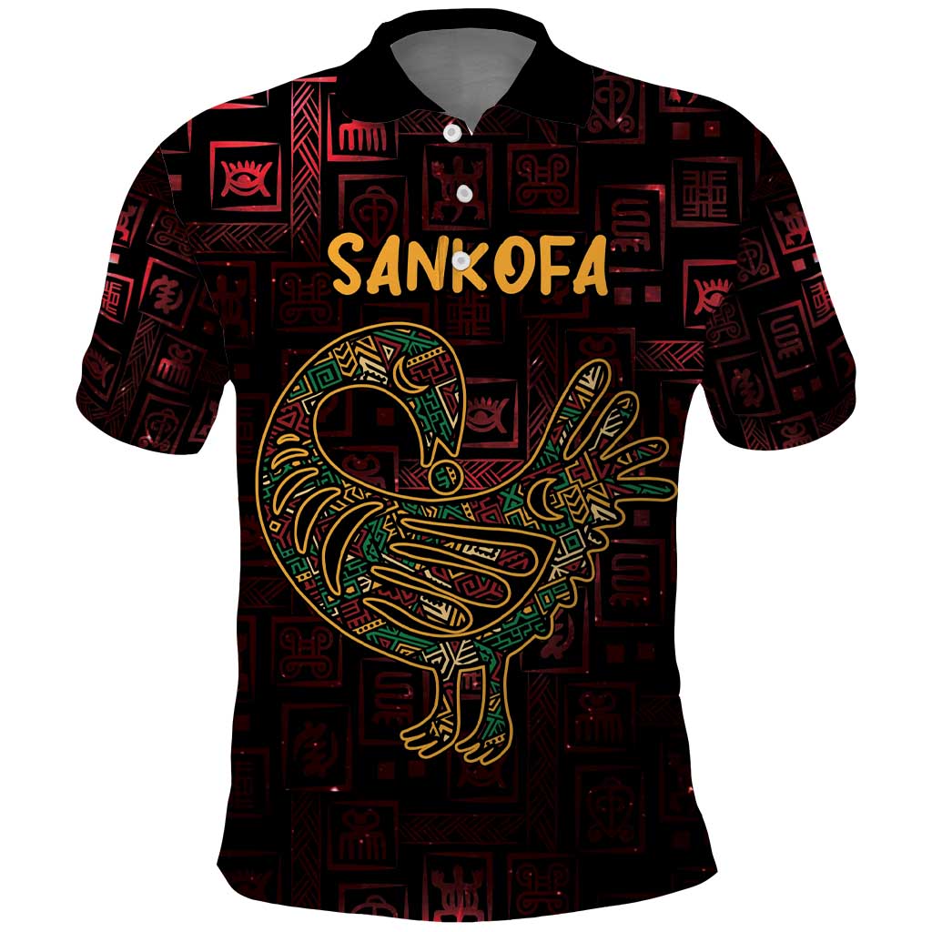 Africa Adinkra Symbol Polo Shirt Sankofa Bird - Cosmic Red - Wonder Print Shop