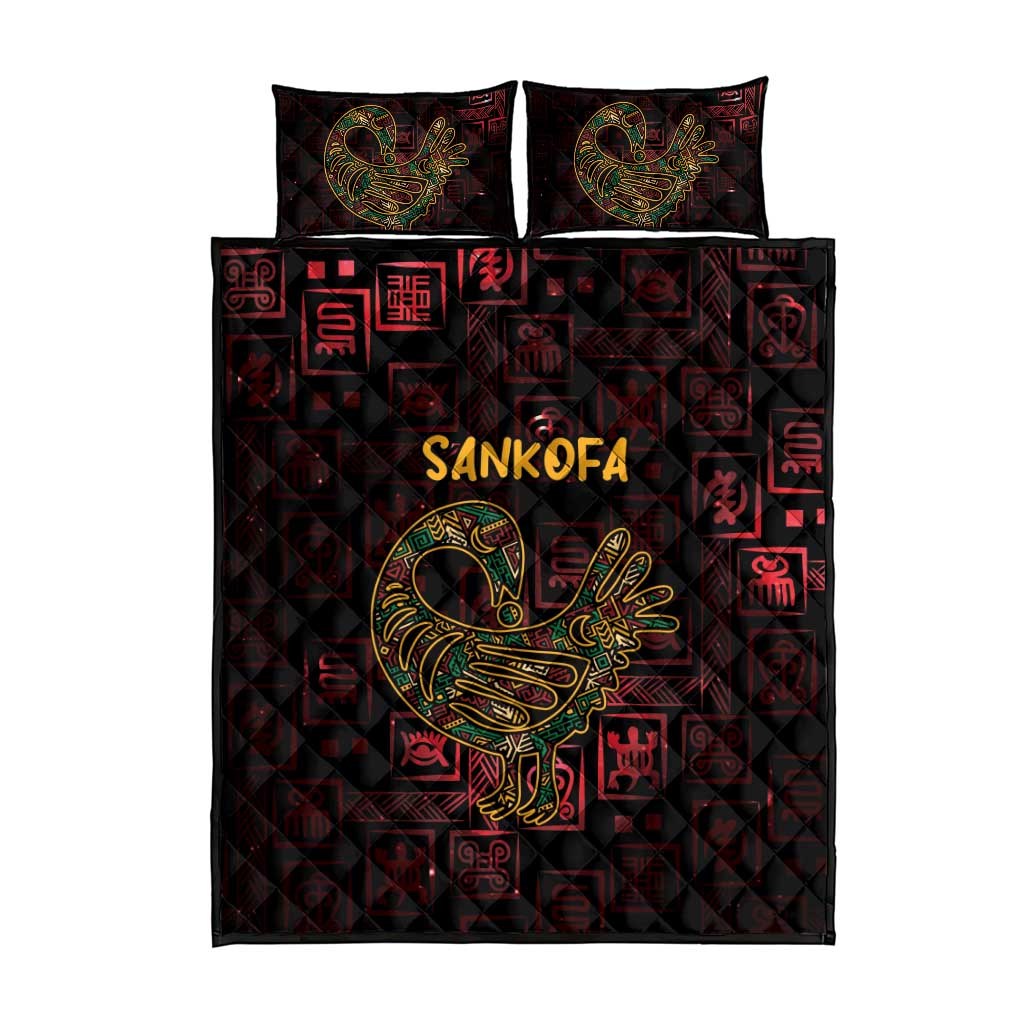 Africa Adinkra Symbol Quilt Bed Set Sankofa Bird - Cosmic Red - Wonder Print Shop