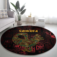 Africa Adinkra Symbol Round Carpet Sankofa Bird - Cosmic Red