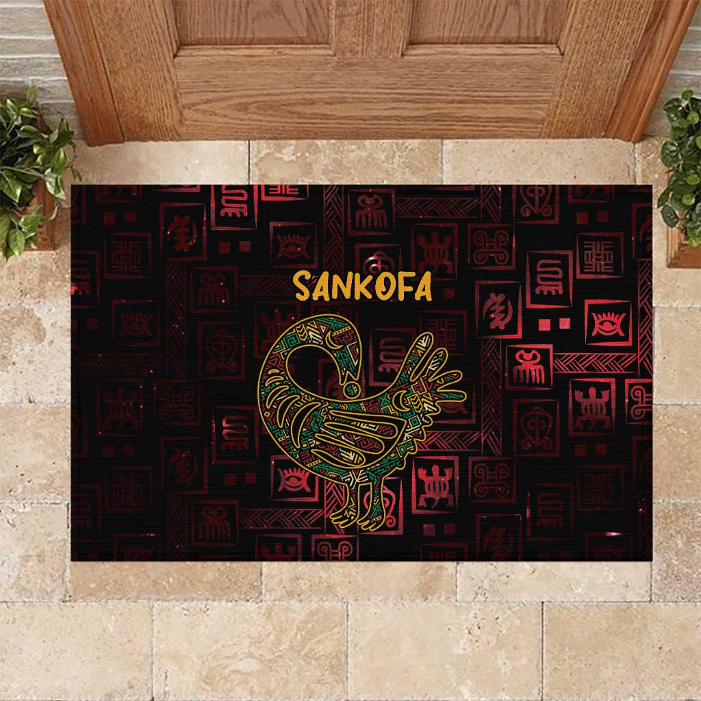 Africa Adinkra Symbol Rubber Doormat Sankofa Bird - Cosmic Red - Wonder Print Shop
