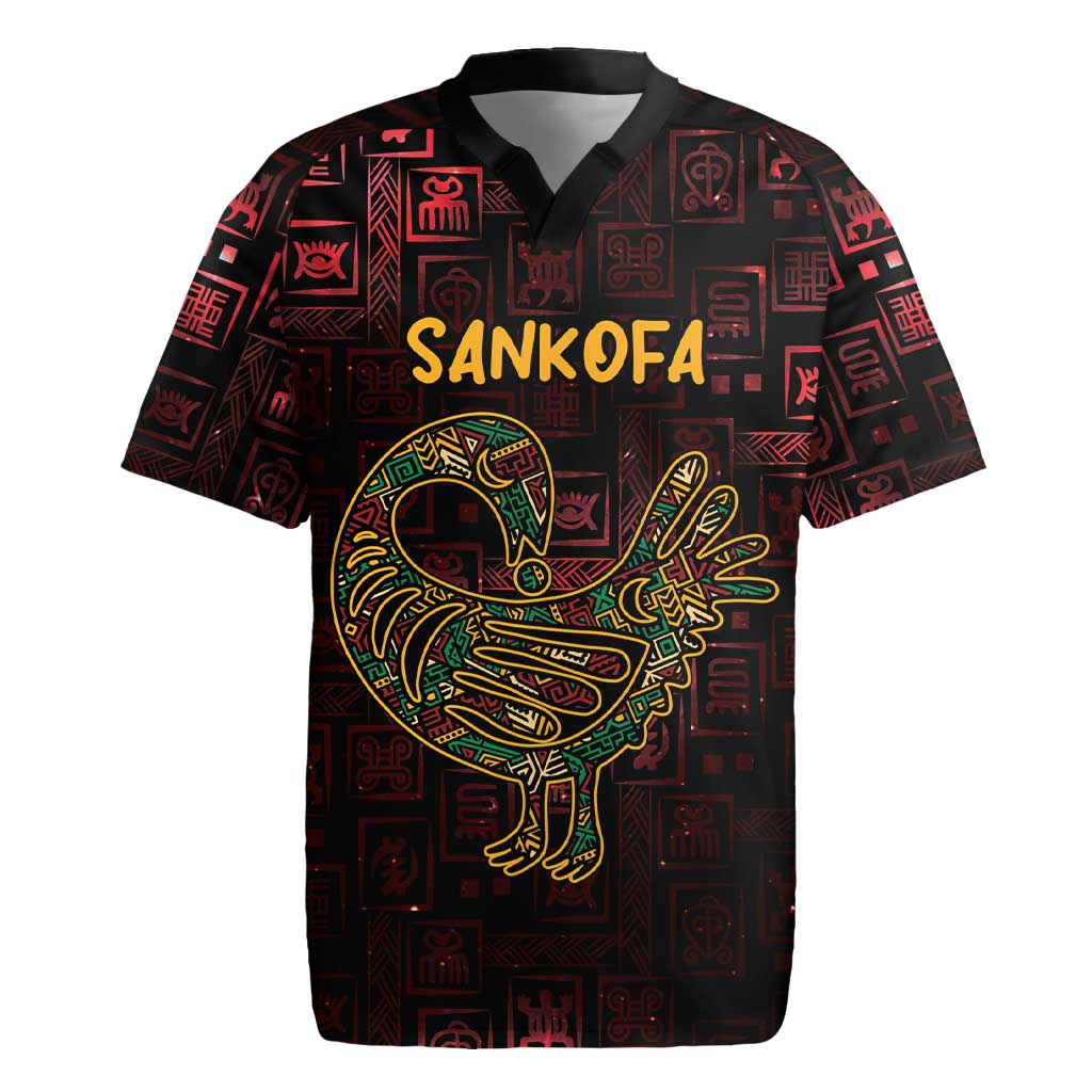 Africa Adinkra Symbol Rugby Jersey Sankofa Bird - Cosmic Red - Wonder Print Shop