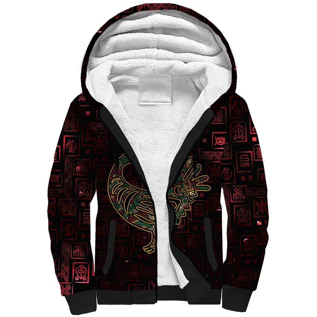 Africa Adinkra Symbol Sherpa Hoodie Sankofa Bird - Cosmic Red - Wonder Print Shop