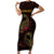 Africa Adinkra Symbol Short Sleeve Bodycon Dress Sankofa Bird - Cosmic Red - Wonder Print Shop