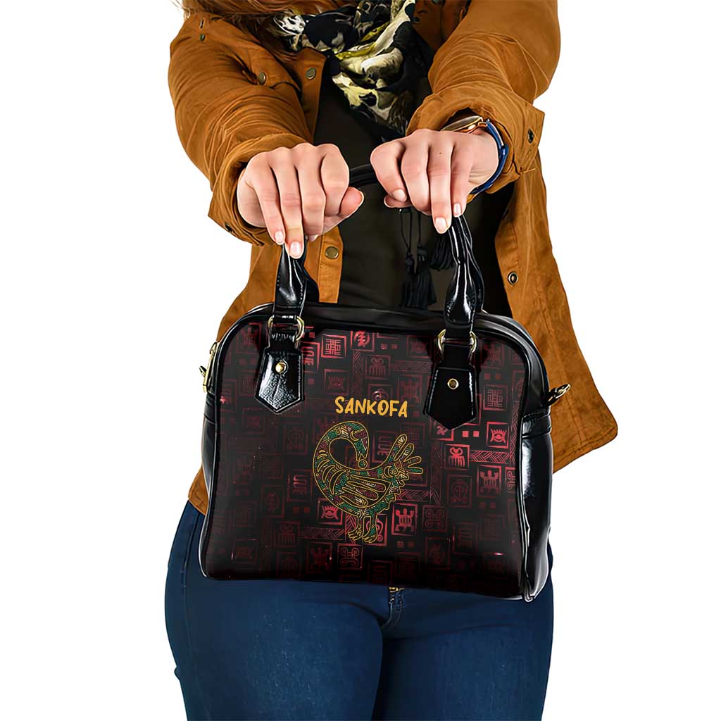 Africa Adinkra Symbol Shoulder Handbag Sankofa Bird - Cosmic Red