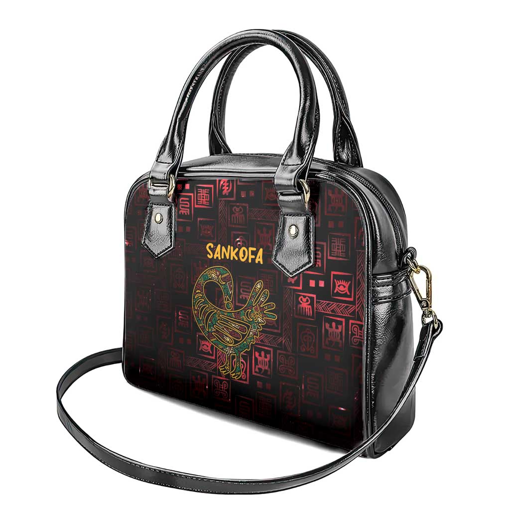 Africa Adinkra Symbol Shoulder Handbag Sankofa Bird - Cosmic Red