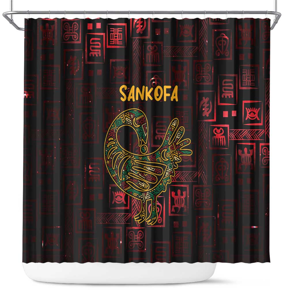 Africa Adinkra Symbol Shower Curtain Sankofa Bird - Cosmic Red