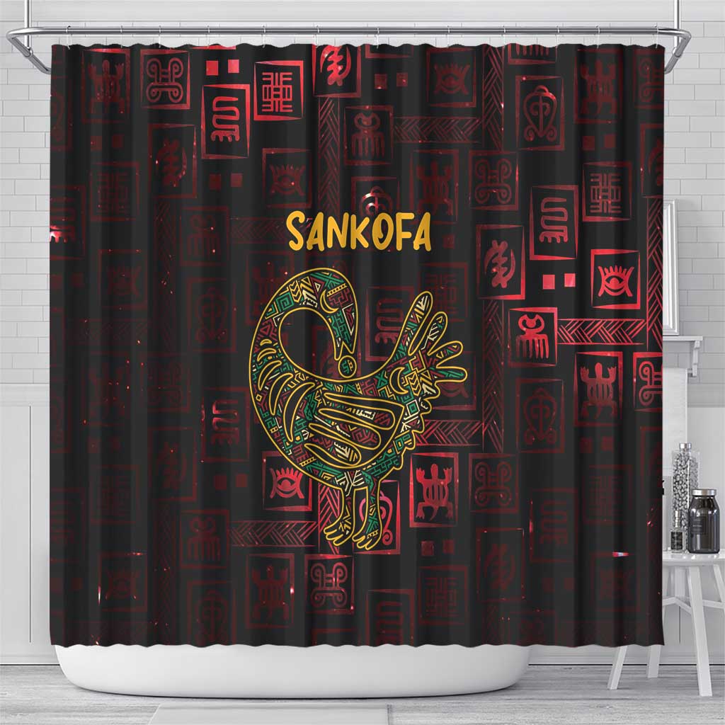 Africa Adinkra Symbol Shower Curtain Sankofa Bird - Cosmic Red