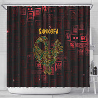 Africa Adinkra Symbol Shower Curtain Sankofa Bird - Cosmic Red
