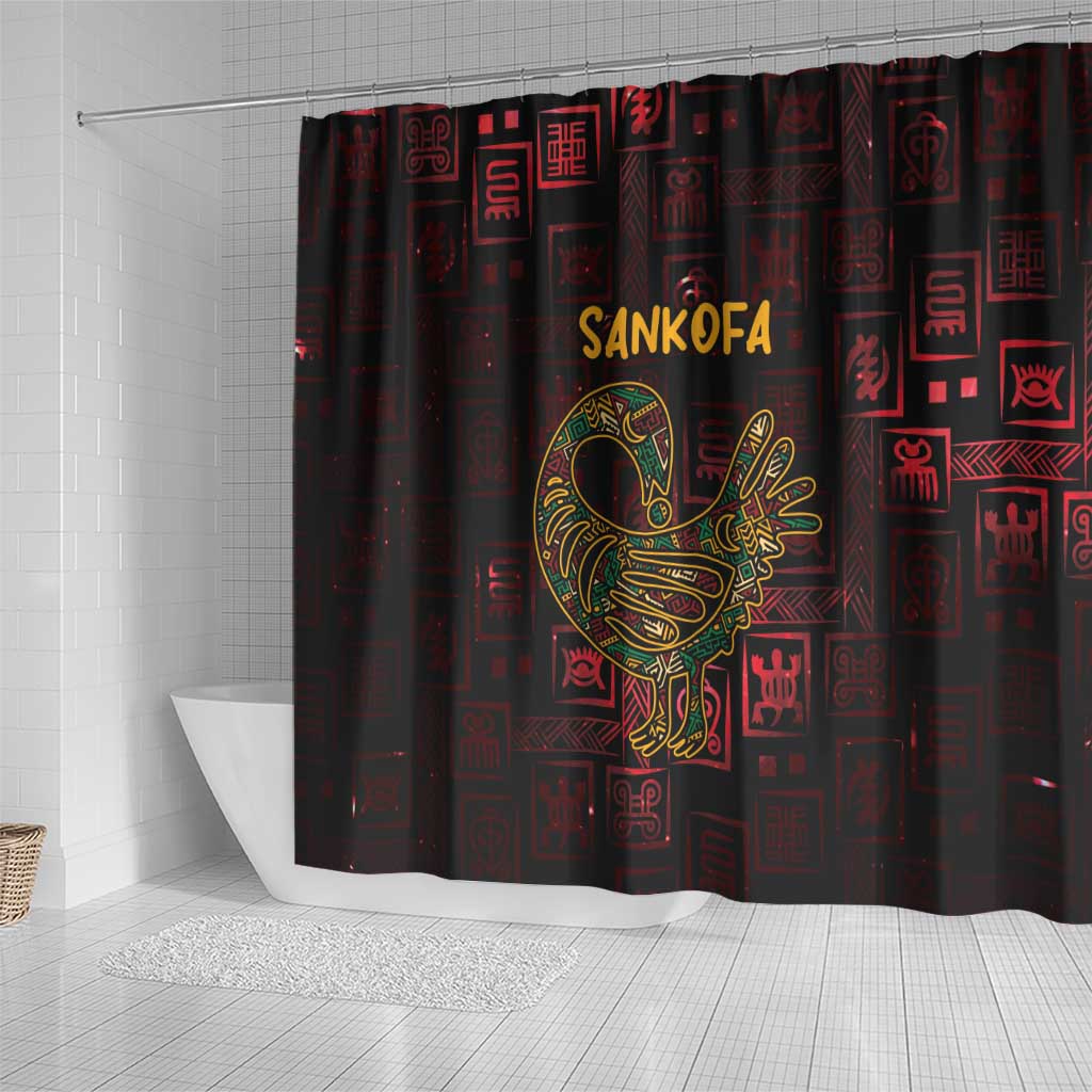 Africa Adinkra Symbol Shower Curtain Sankofa Bird - Cosmic Red