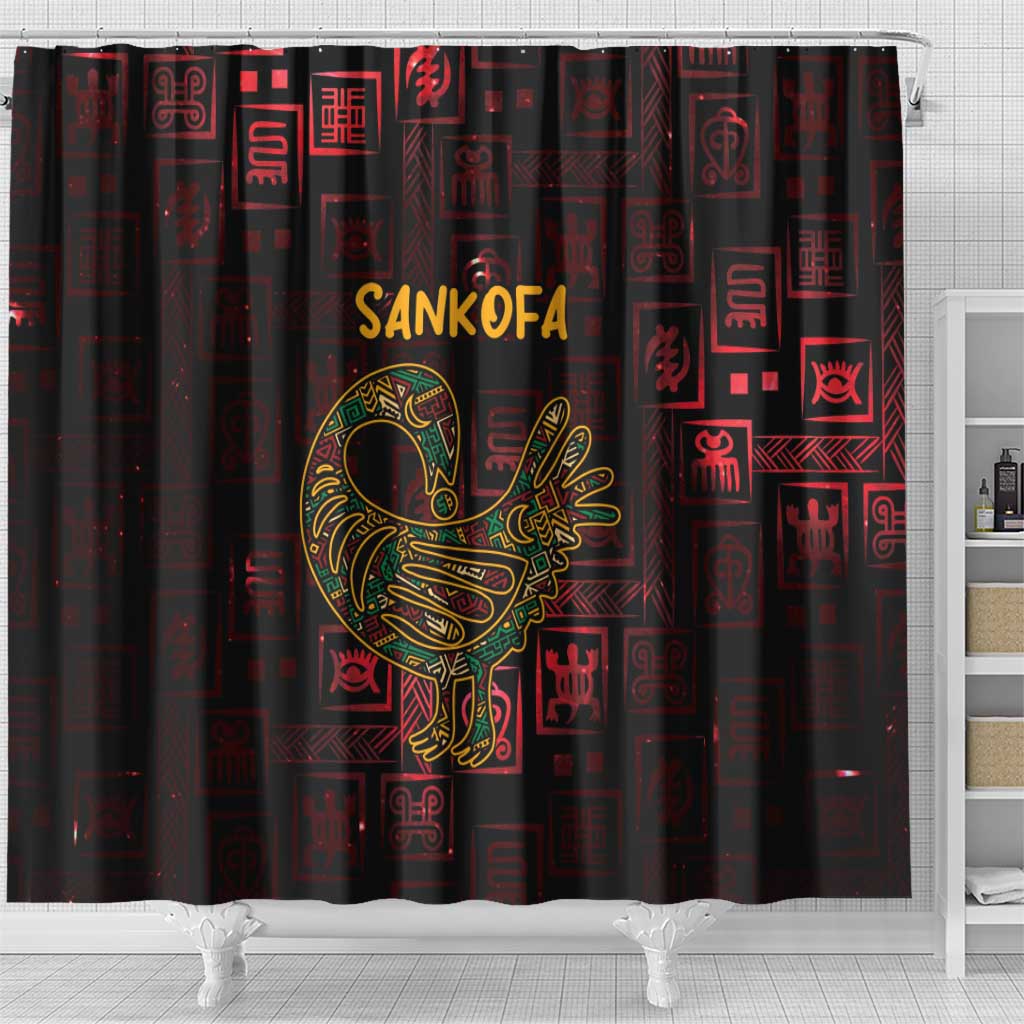 Africa Adinkra Symbol Shower Curtain Sankofa Bird - Cosmic Red