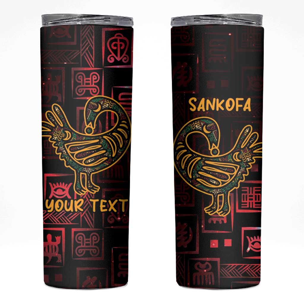 Personalized Africa Adinkra Symbol Skinny Tumbler Sankofa Bird - Cosmic Red - Wonder Print Shop