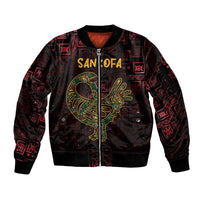 Africa Adinkra Symbol Sleeve Zip Bomber Jacket Sankofa Bird - Cosmic Red - Wonder Print Shop