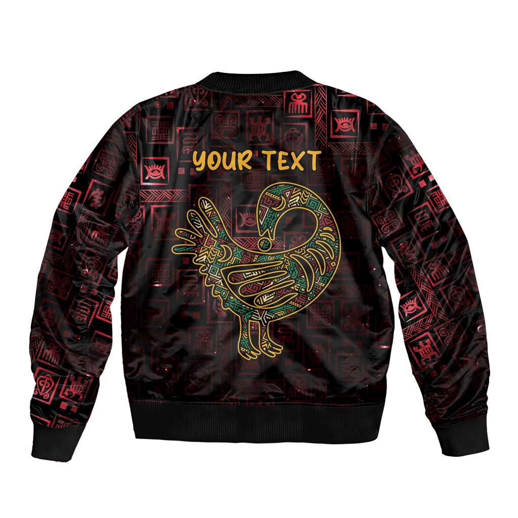 Africa Adinkra Symbol Sleeve Zip Bomber Jacket Sankofa Bird - Cosmic Red - Wonder Print Shop