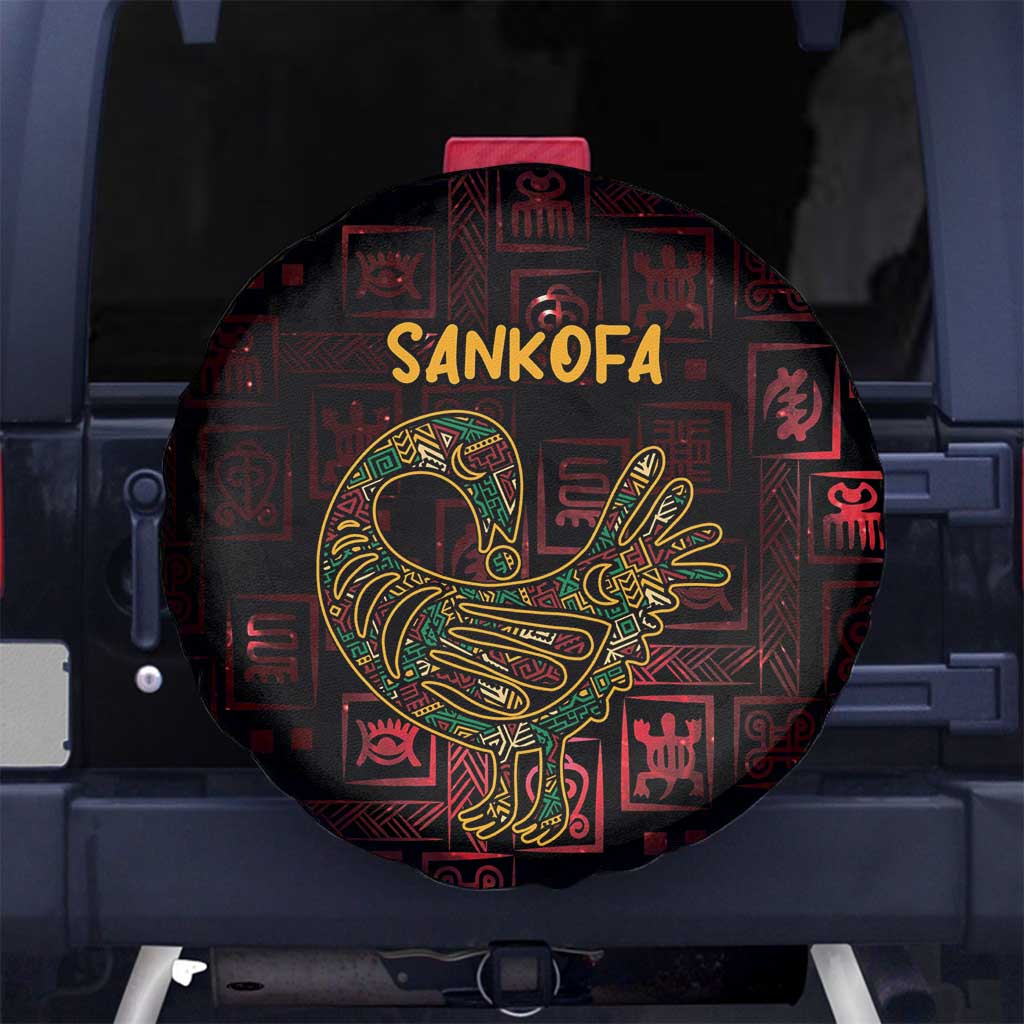 Africa Adinkra Symbol Spare Tire Cover Sankofa Bird - Cosmic Red - Wonder Print Shop