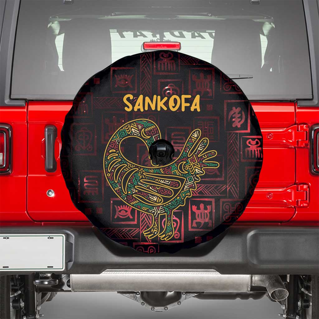Africa Adinkra Symbol Spare Tire Cover Sankofa Bird - Cosmic Red - Wonder Print Shop