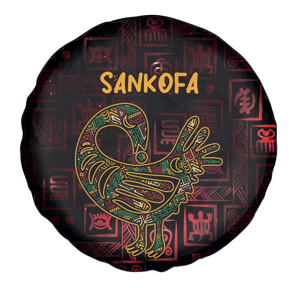 Africa Adinkra Symbol Spare Tire Cover Sankofa Bird - Cosmic Red - Wonder Print Shop