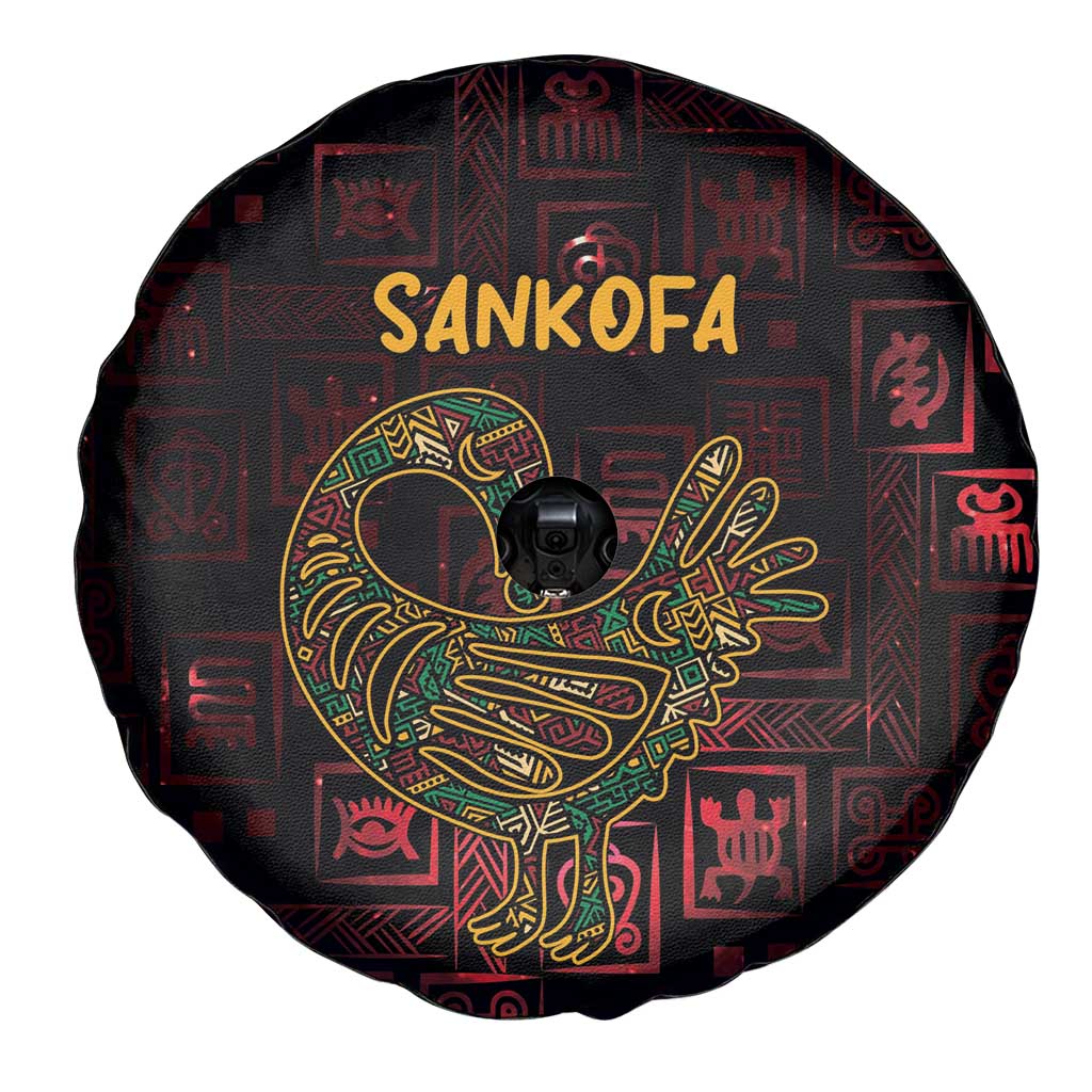 Africa Adinkra Symbol Spare Tire Cover Sankofa Bird - Cosmic Red - Wonder Print Shop
