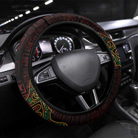 Africa Adinkra Symbol Steering Wheel Cover Sankofa Bird - Cosmic Red - Wonder Print Shop
