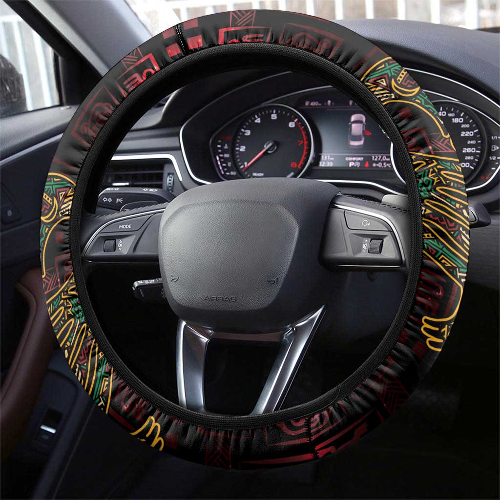 Africa Adinkra Symbol Steering Wheel Cover Sankofa Bird - Cosmic Red - Wonder Print Shop