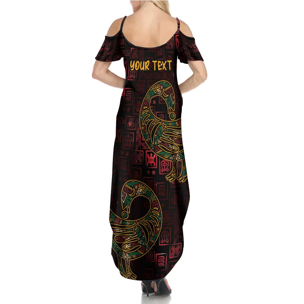 Africa Adinkra Symbol Summer Maxi Dress Sankofa Bird - Cosmic Red - Wonder Print Shop