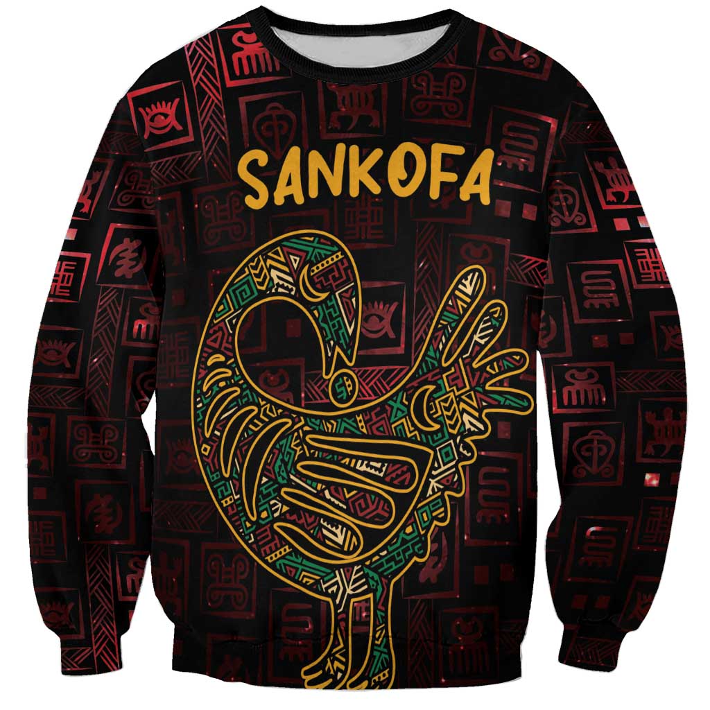 Africa Adinkra Symbol Sweatshirt Sankofa Bird - Cosmic Red - Wonder Print Shop